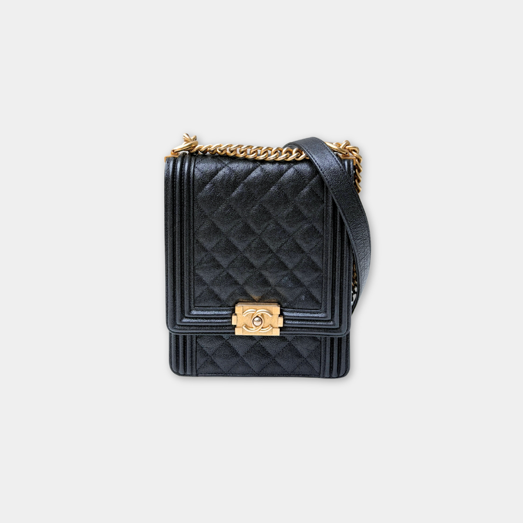 Chanel Vertical Black Caviar Boy Bag Kelly's Authentic Boutique