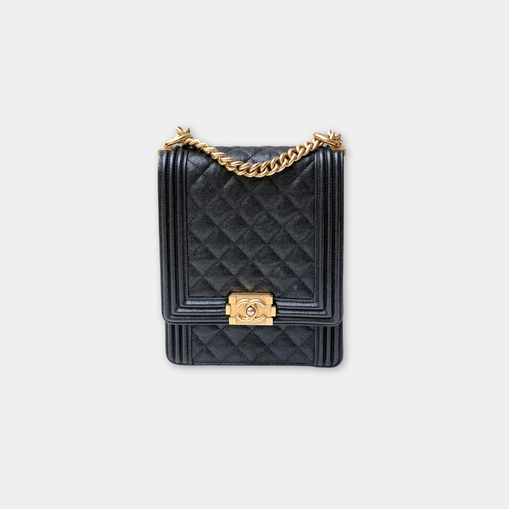 Chanel Vertical Black Caviar Boy Bag Kelly's Authentic Boutique
