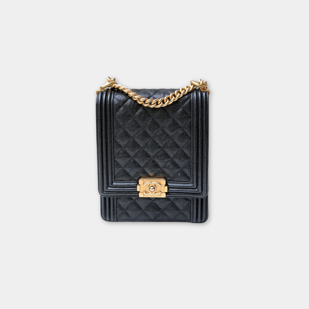 Chanel Vertical Black Caviar Boy Bag Kelly's Authentic Boutique