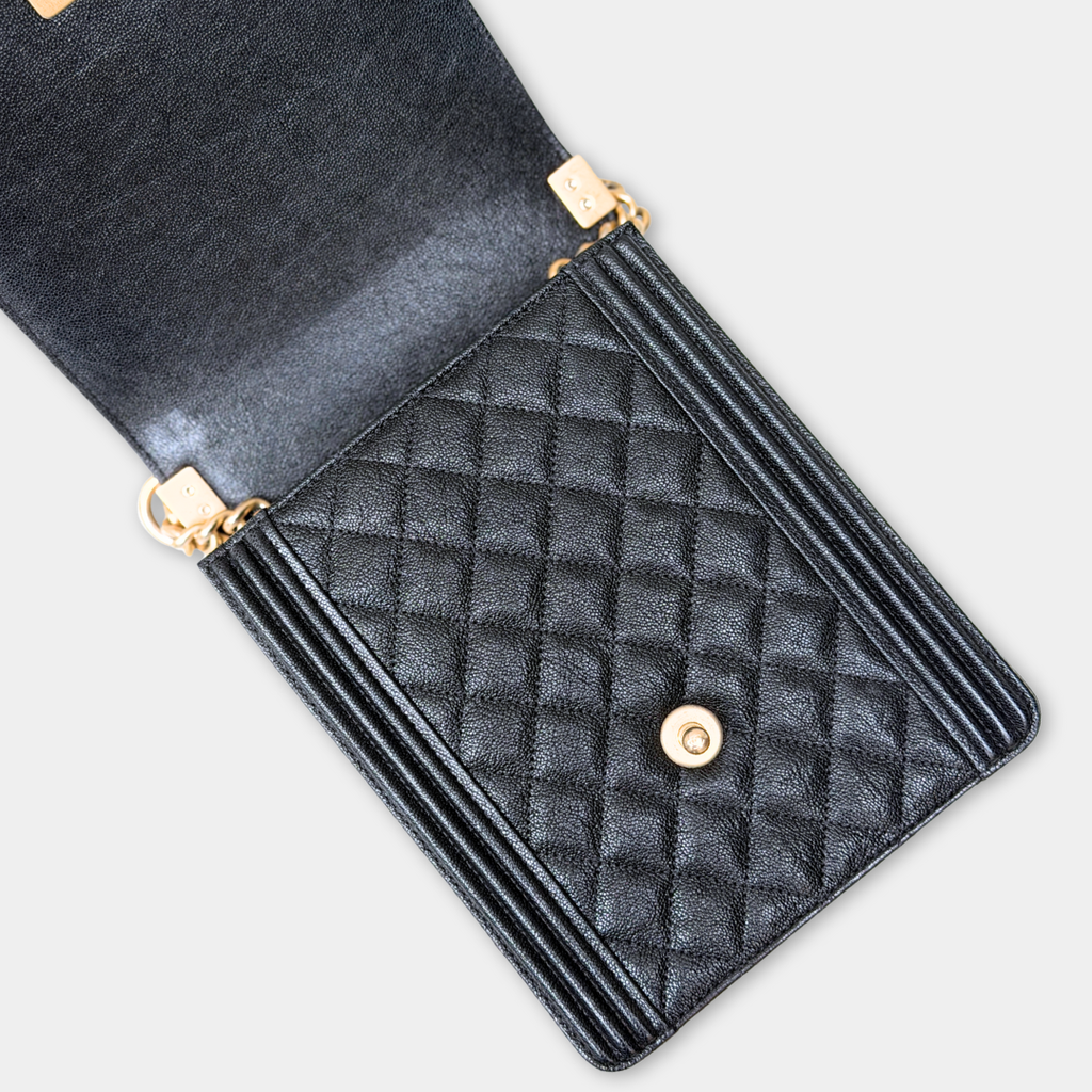 Chanel Vertical Black Caviar Boy Bag Kelly's Authentic Boutique