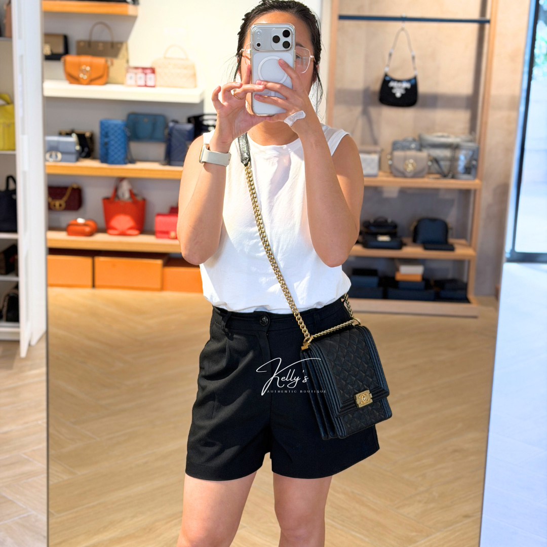 Chanel Vertical Black Caviar Boy Bag Kelly's Authentic Boutique