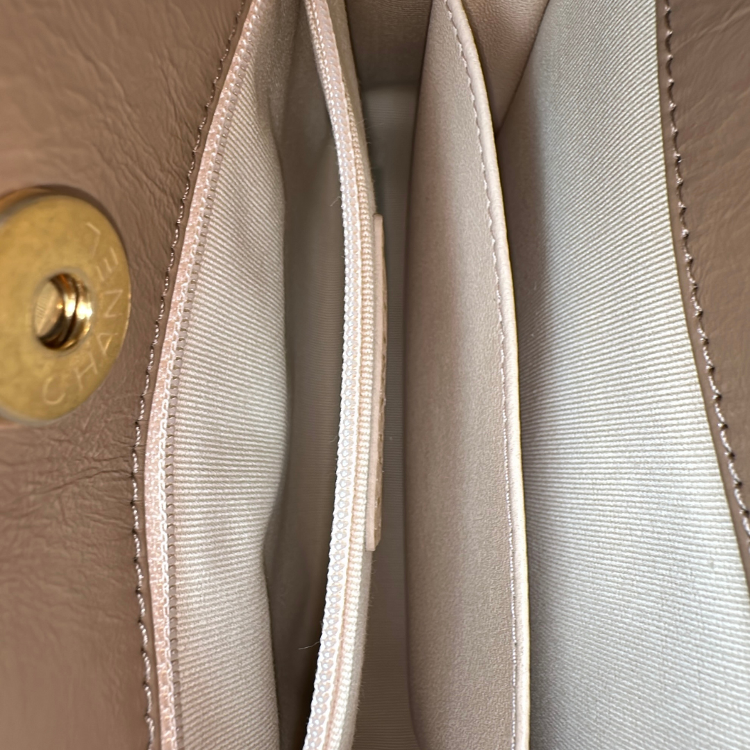 Chanel Microchipped 23B Beige Small Shiny Hobo Patent Calfskin Shoulder Bag Kelly's Authentic Boutique