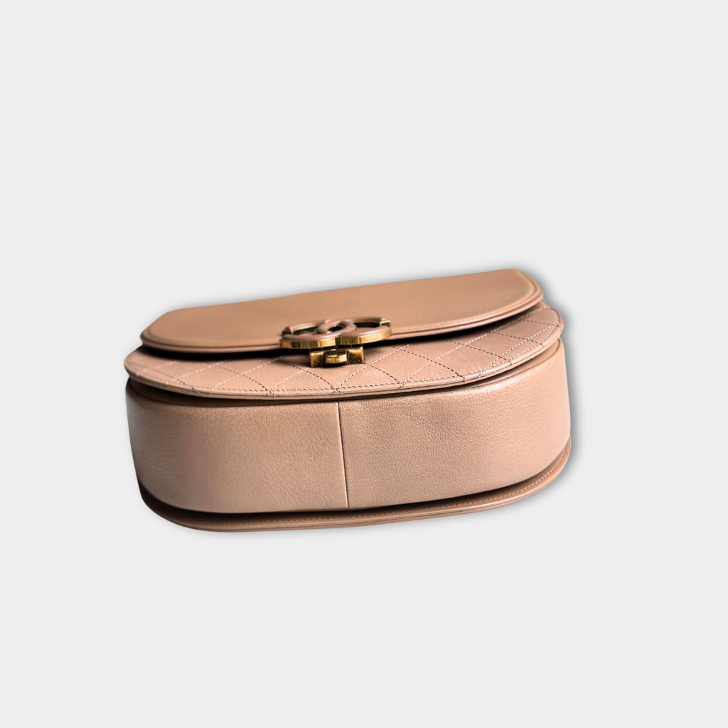 Chanel Beige Shiny Calfskin Coco Curve Flap Bag Kelly's Authentic Boutique