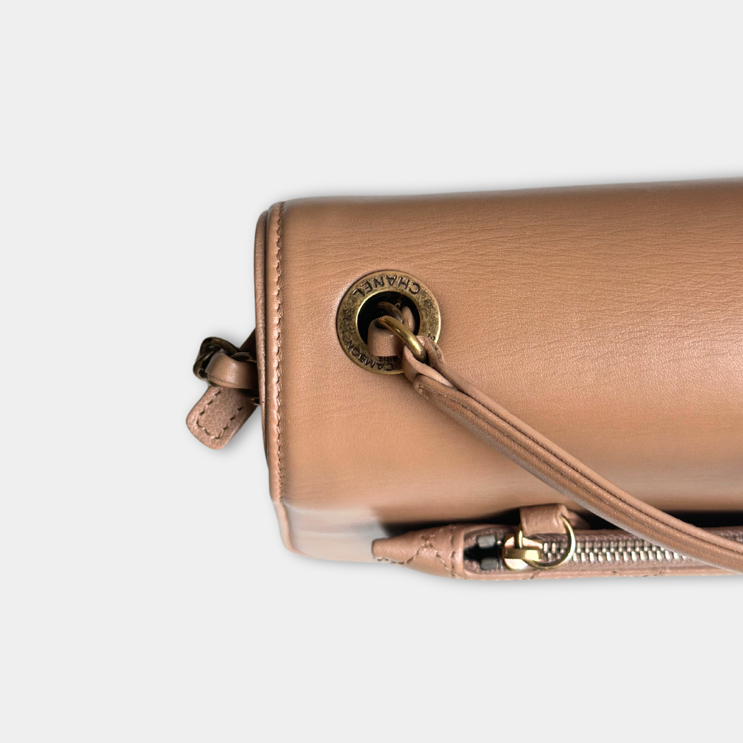 Chanel Beige Shiny Calfskin Coco Curve Flap Bag Kelly's Authentic Boutique