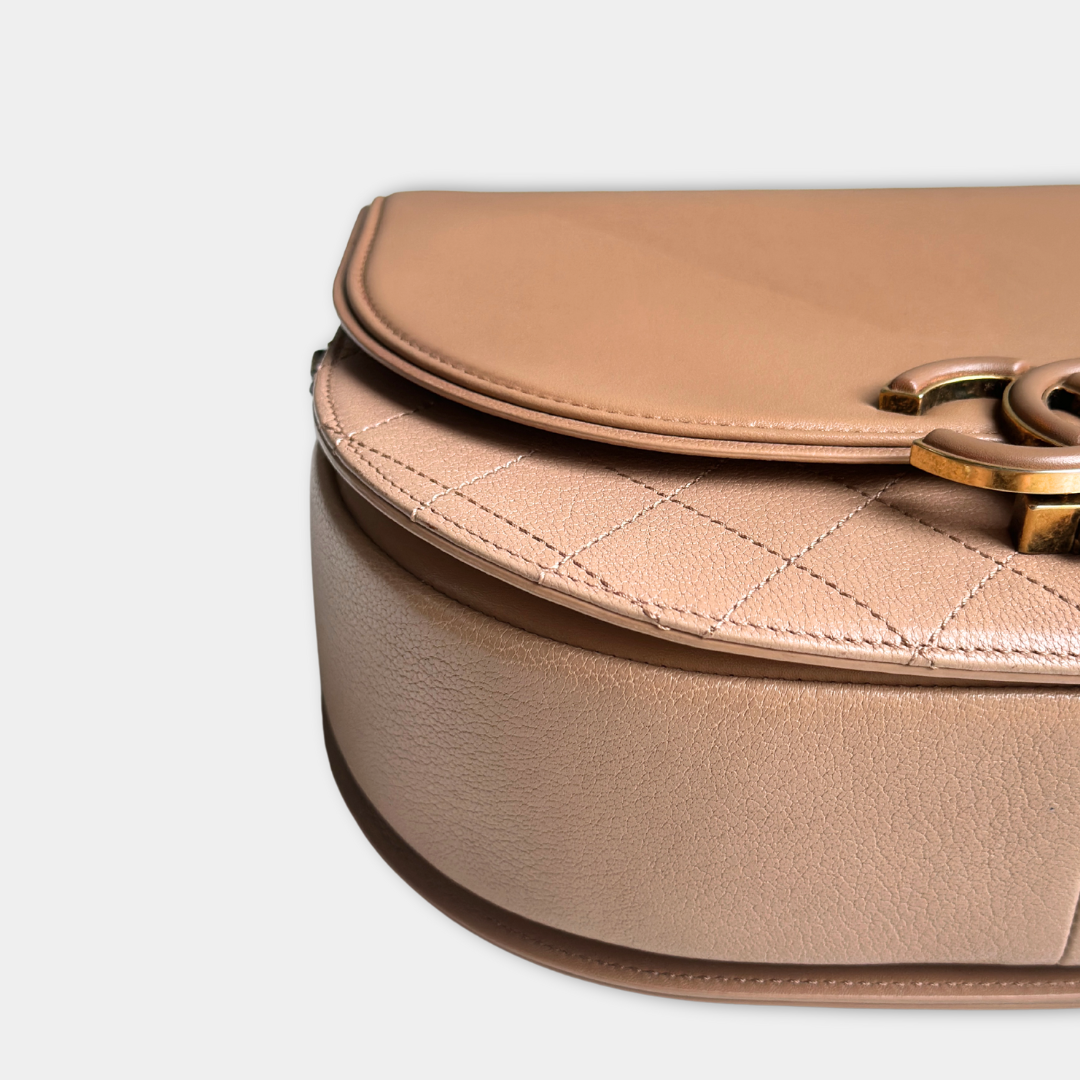 Chanel Beige Shiny Calfskin Coco Curve Flap Bag Kelly's Authentic Boutique