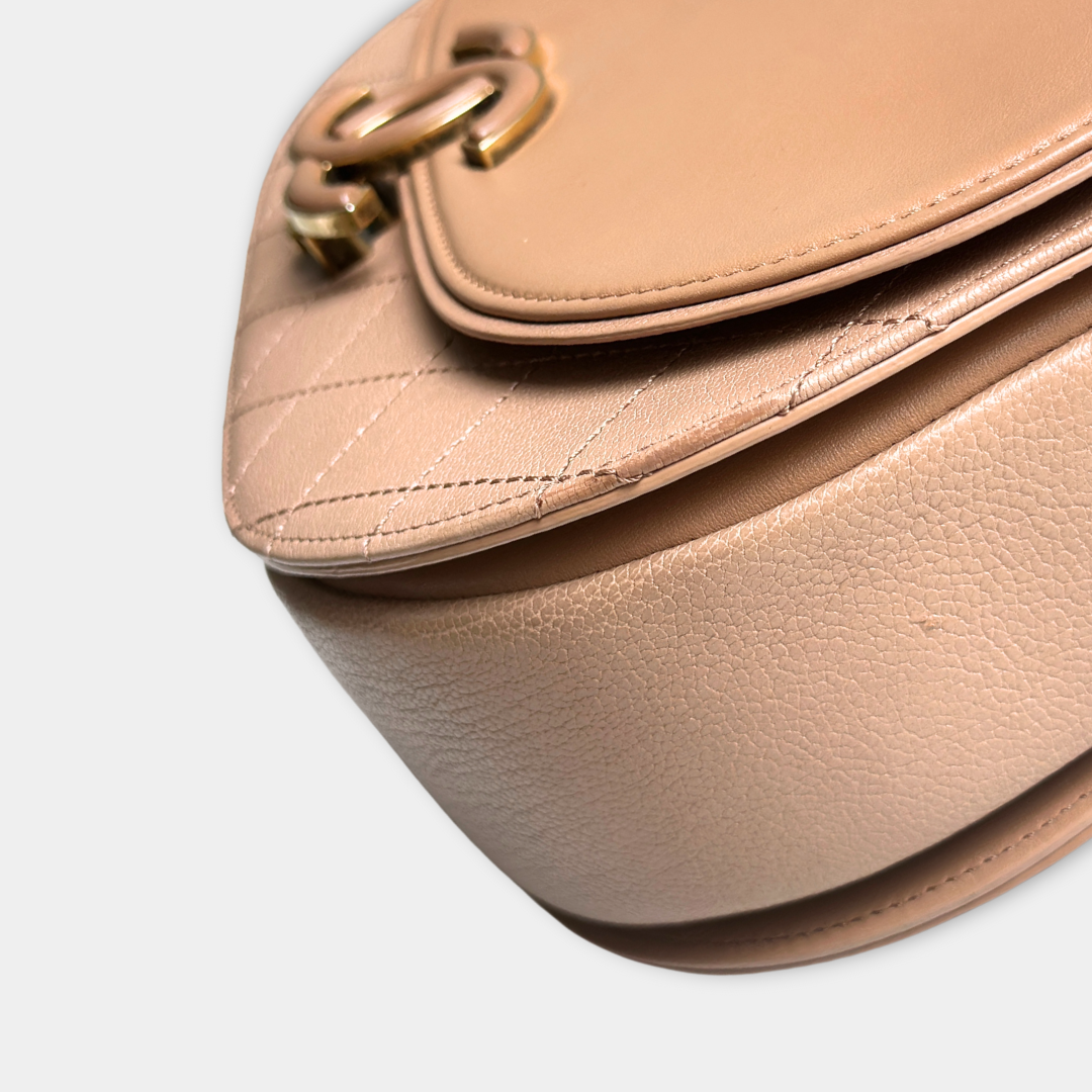 Chanel Beige Shiny Calfskin Coco Curve Flap Bag Kelly's Authentic Boutique