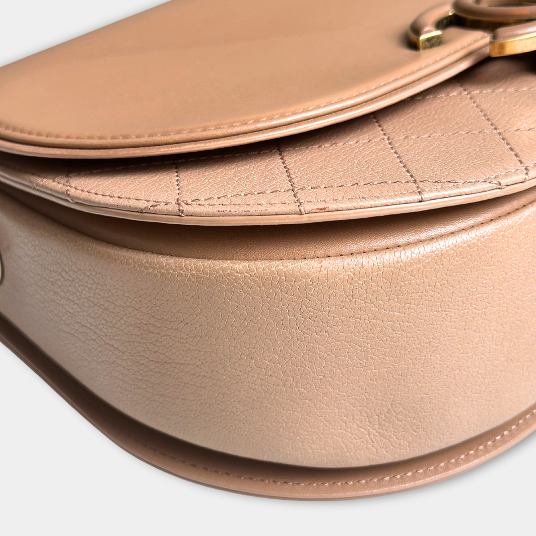 Chanel Beige Shiny Calfskin Coco Curve Flap Bag Kelly's Authentic Boutique