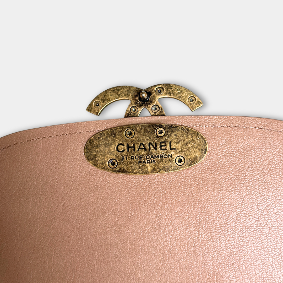 Chanel Beige Shiny Calfskin Coco Curve Flap Bag Kelly's Authentic Boutique