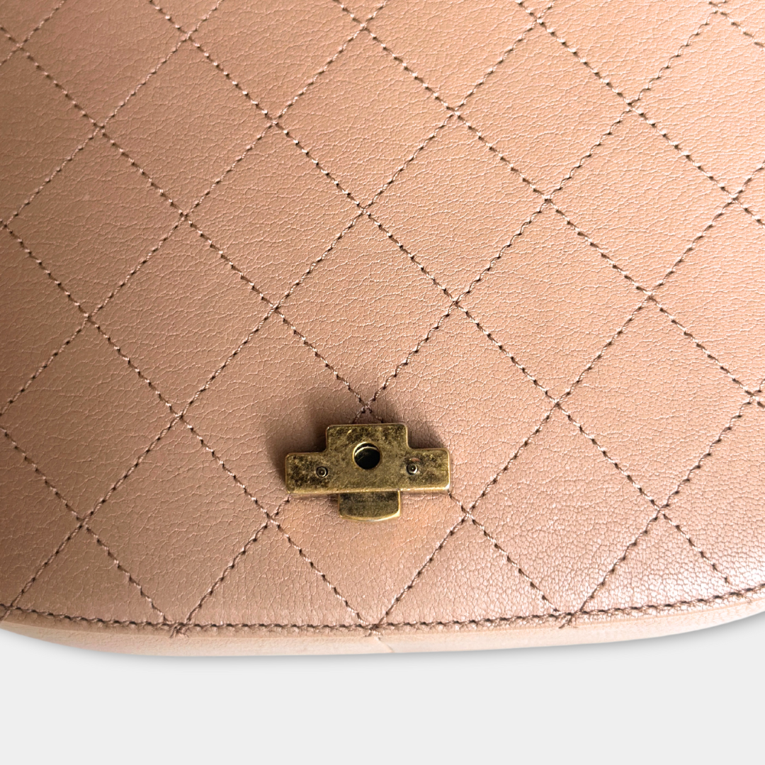 Chanel Beige Shiny Calfskin Coco Curve Flap Bag Kelly's Authentic Boutique