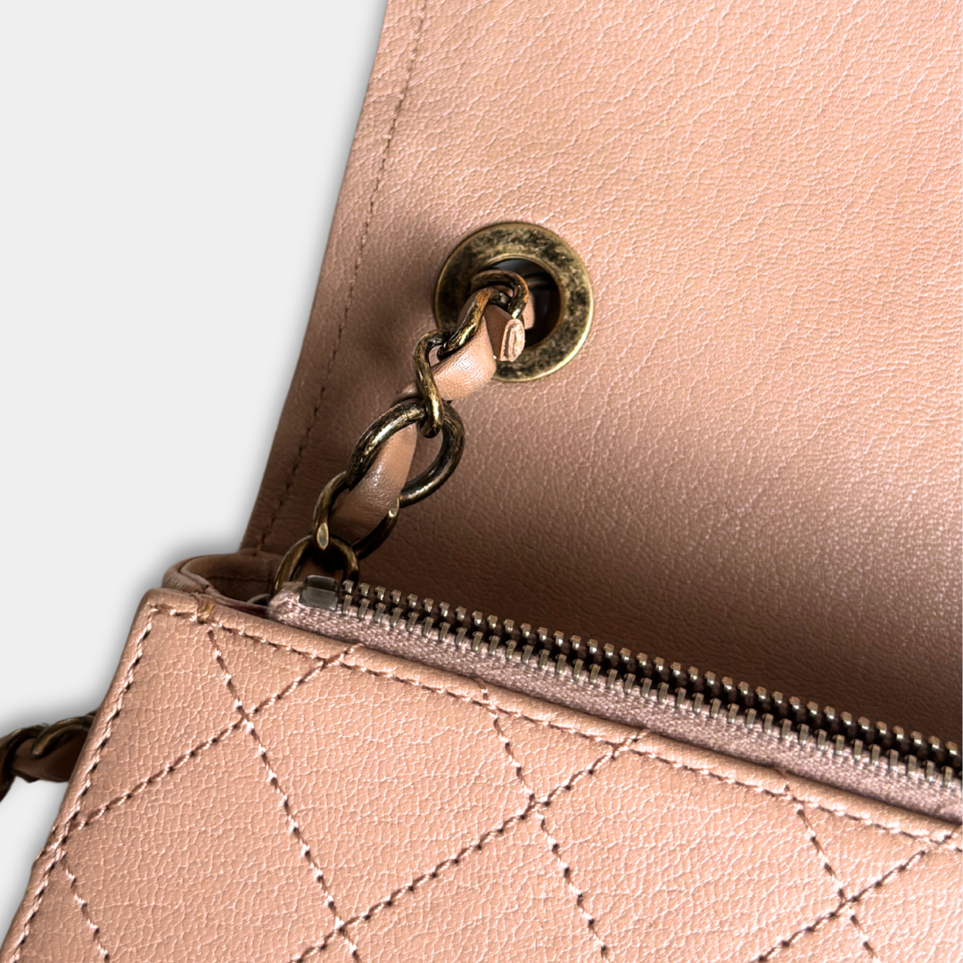 Chanel Beige Shiny Calfskin Coco Curve Flap Bag Kelly's Authentic Boutique