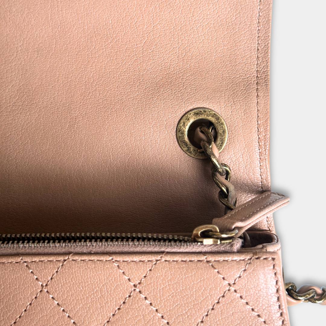 Chanel Beige Shiny Calfskin Coco Curve Flap Bag Kelly's Authentic Boutique