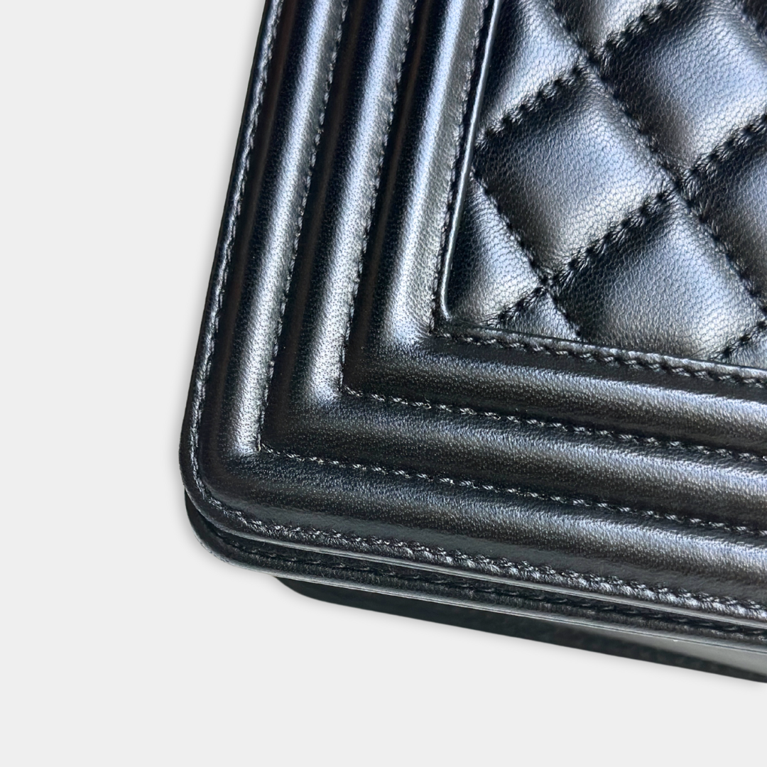 Chanel Old Medium Lambskin Black Boy Bag Kelly's Authentic Boutique