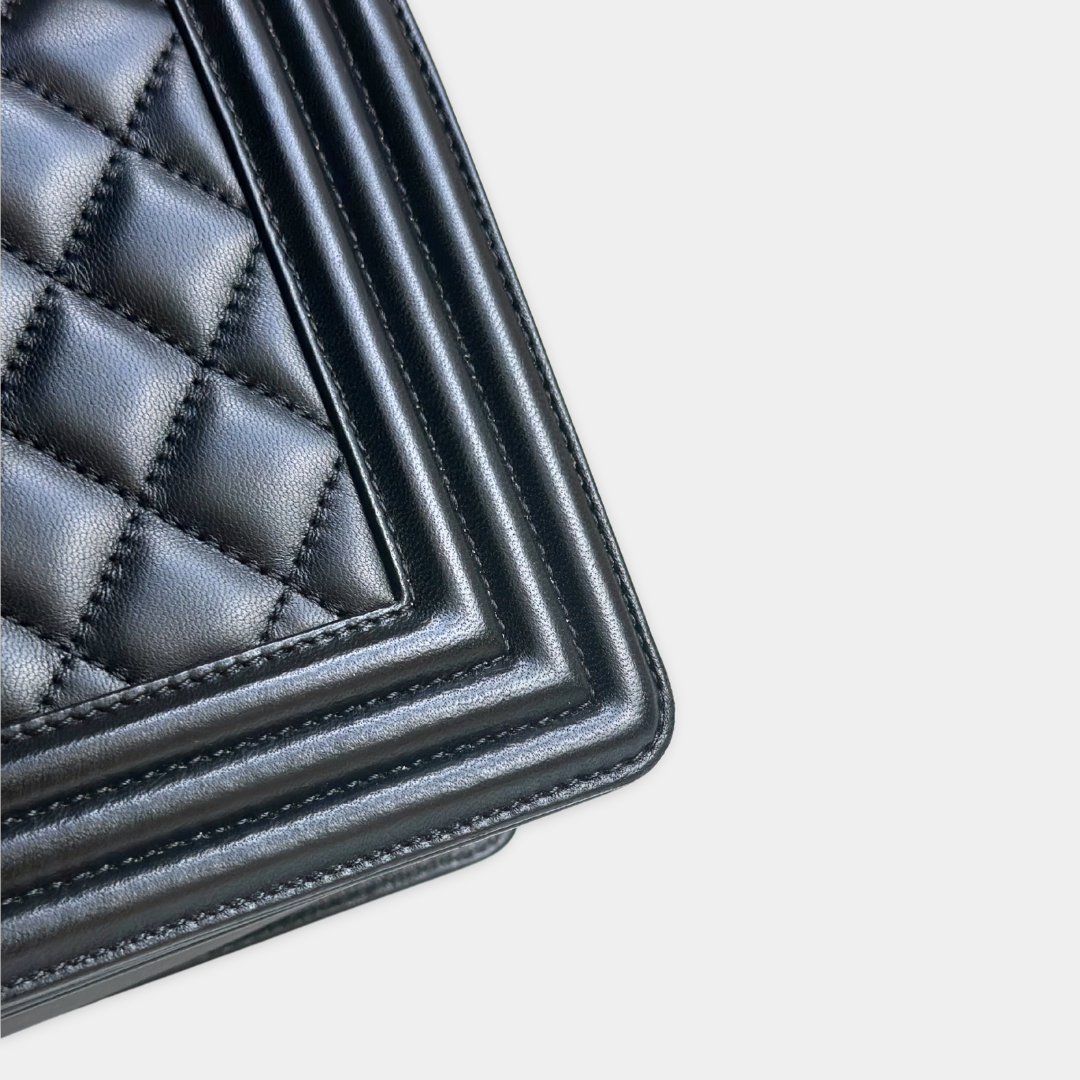 Chanel Old Medium Lambskin Black Boy Bag Kelly's Authentic Boutique