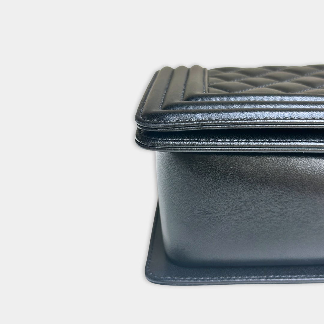 Chanel Old Medium Lambskin Black Boy Bag Kelly's Authentic Boutique