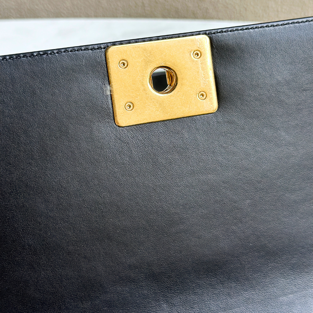 Chanel Old Medium Lambskin Black Boy Bag Kelly's Authentic Boutique