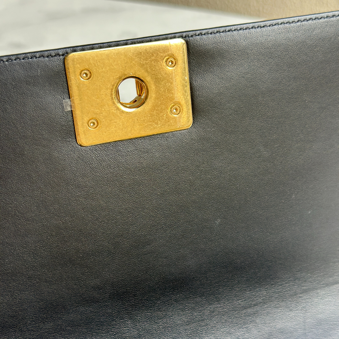 Chanel Old Medium Lambskin Black Boy Bag Kelly's Authentic Boutique