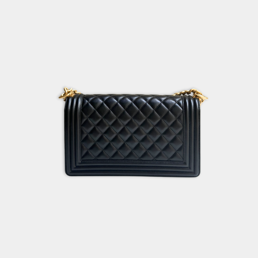 Chanel Old Medium Lambskin Black Boy Bag Kelly's Authentic Boutique