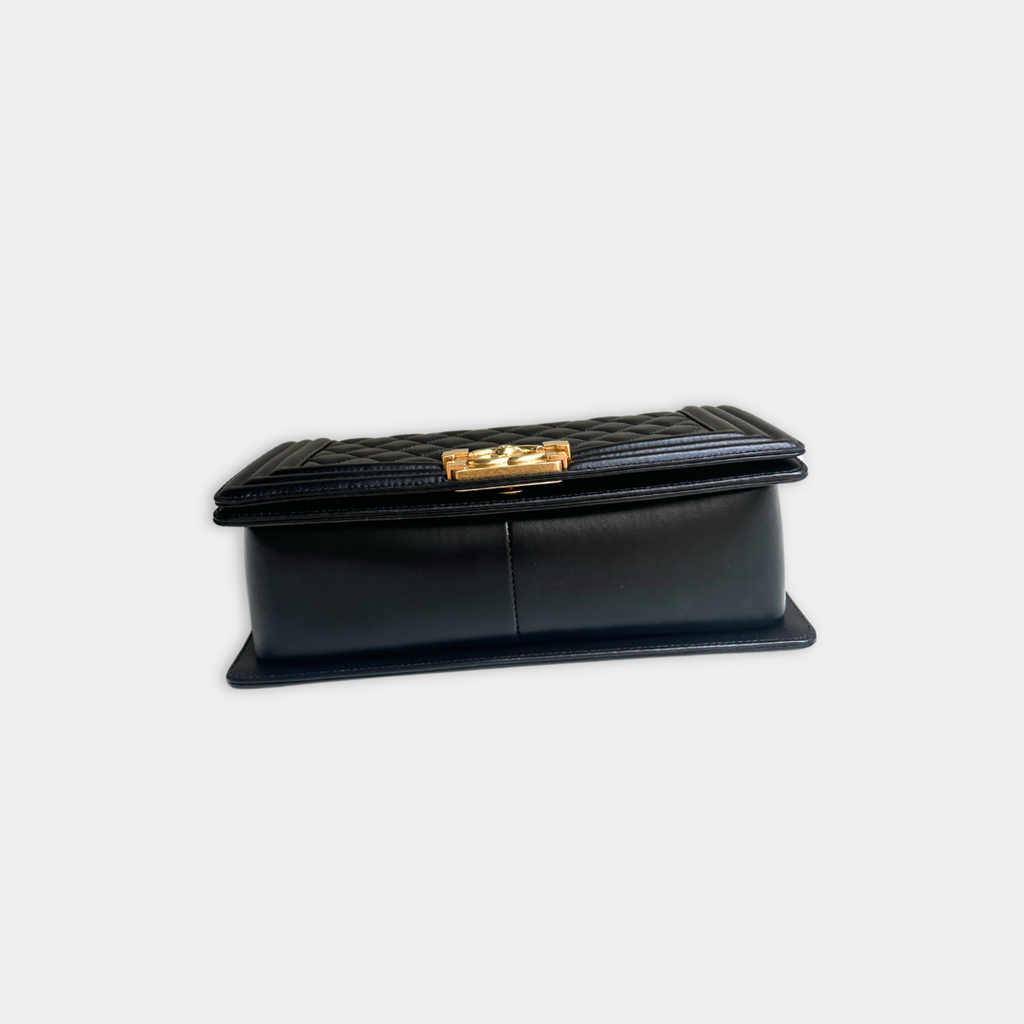Chanel Old Medium Lambskin Black Boy Bag Kelly's Authentic Boutique