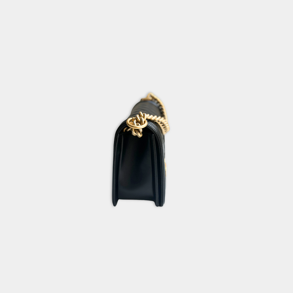 Chanel Old Medium Lambskin Black Boy Bag Kelly's Authentic Boutique