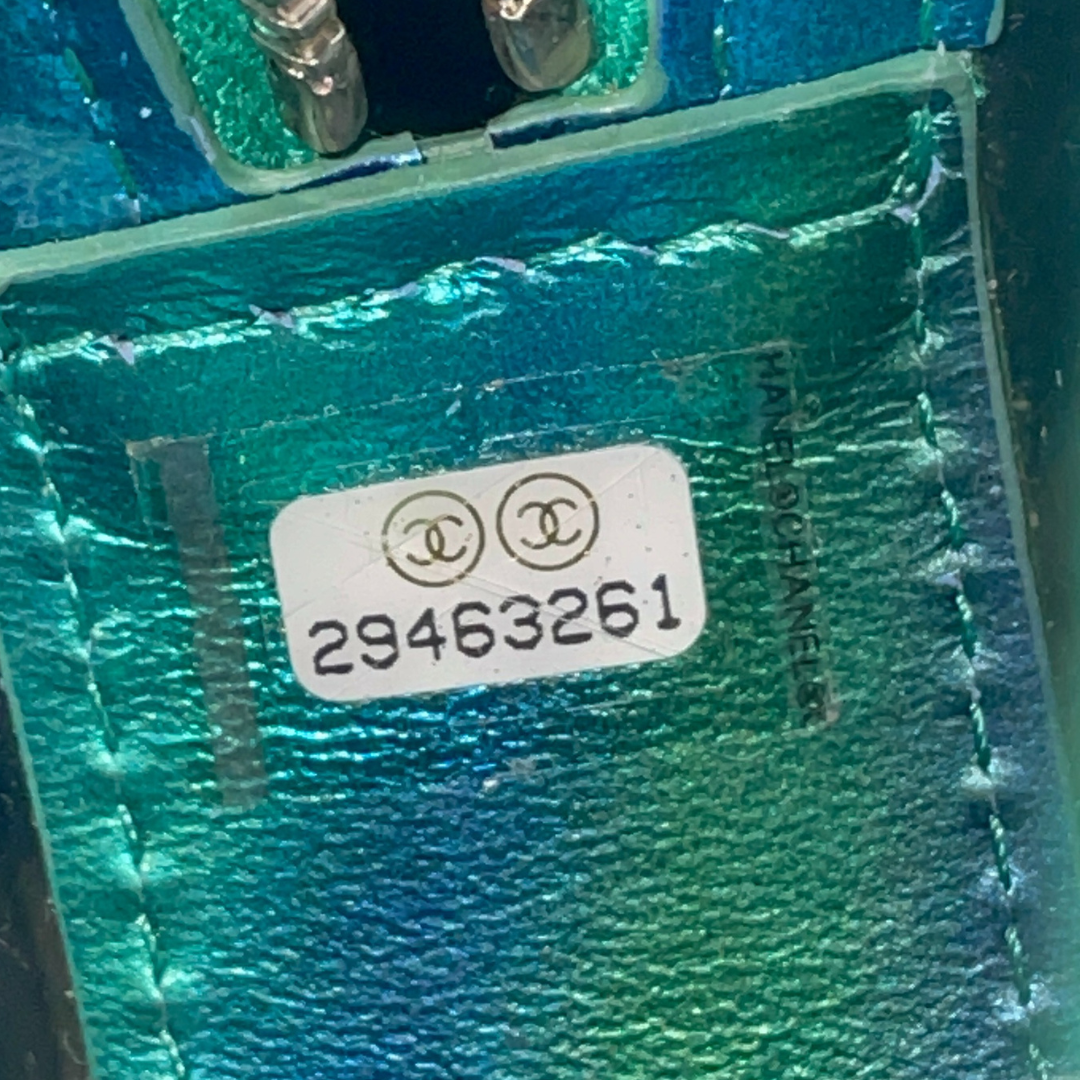 Chanel Rainbow Green Filigree PVC Mini Round Crossbody Bag Kelly's Authentic Boutique