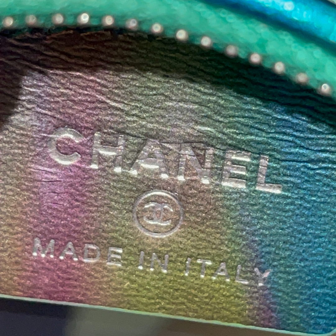 Chanel Rainbow Green Filigree PVC Mini Round Crossbody Bag Kelly's Authentic Boutique