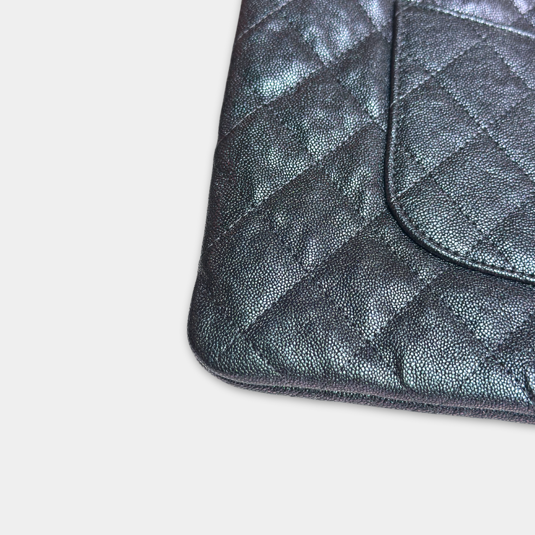 Chanel Iridescent Blue Caviar Medium Night By The C Pouch Clutch Kelly's Authentic Boutique