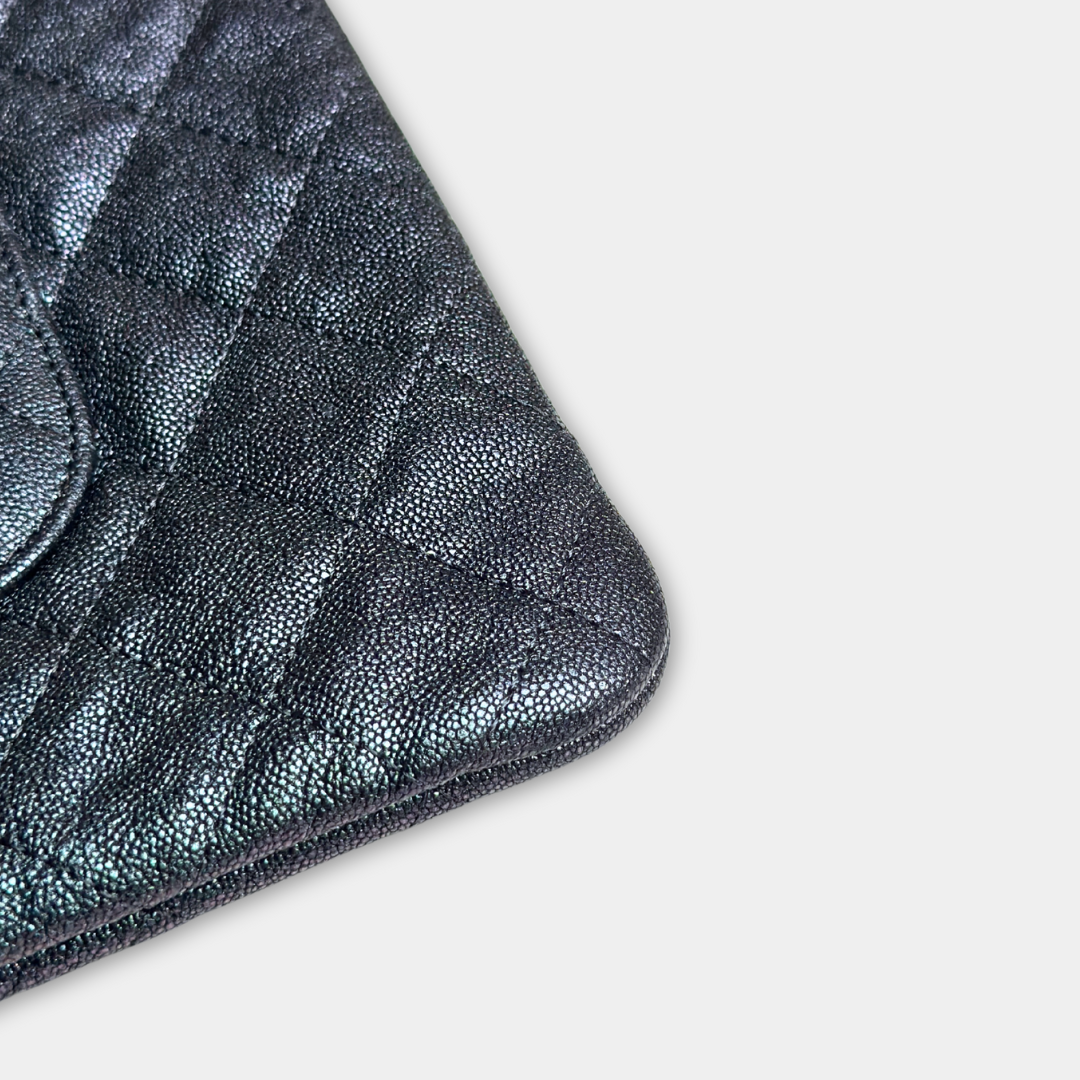 Chanel Iridescent Blue Caviar Medium Night By The C Pouch Clutch Kelly's Authentic Boutique