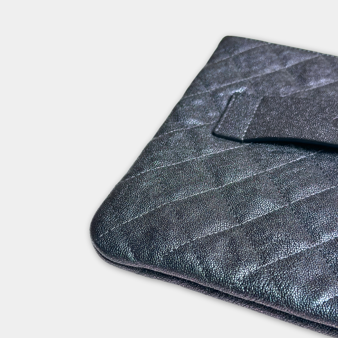 Chanel Iridescent Blue Caviar Medium Night By The C Pouch Clutch Kelly's Authentic Boutique