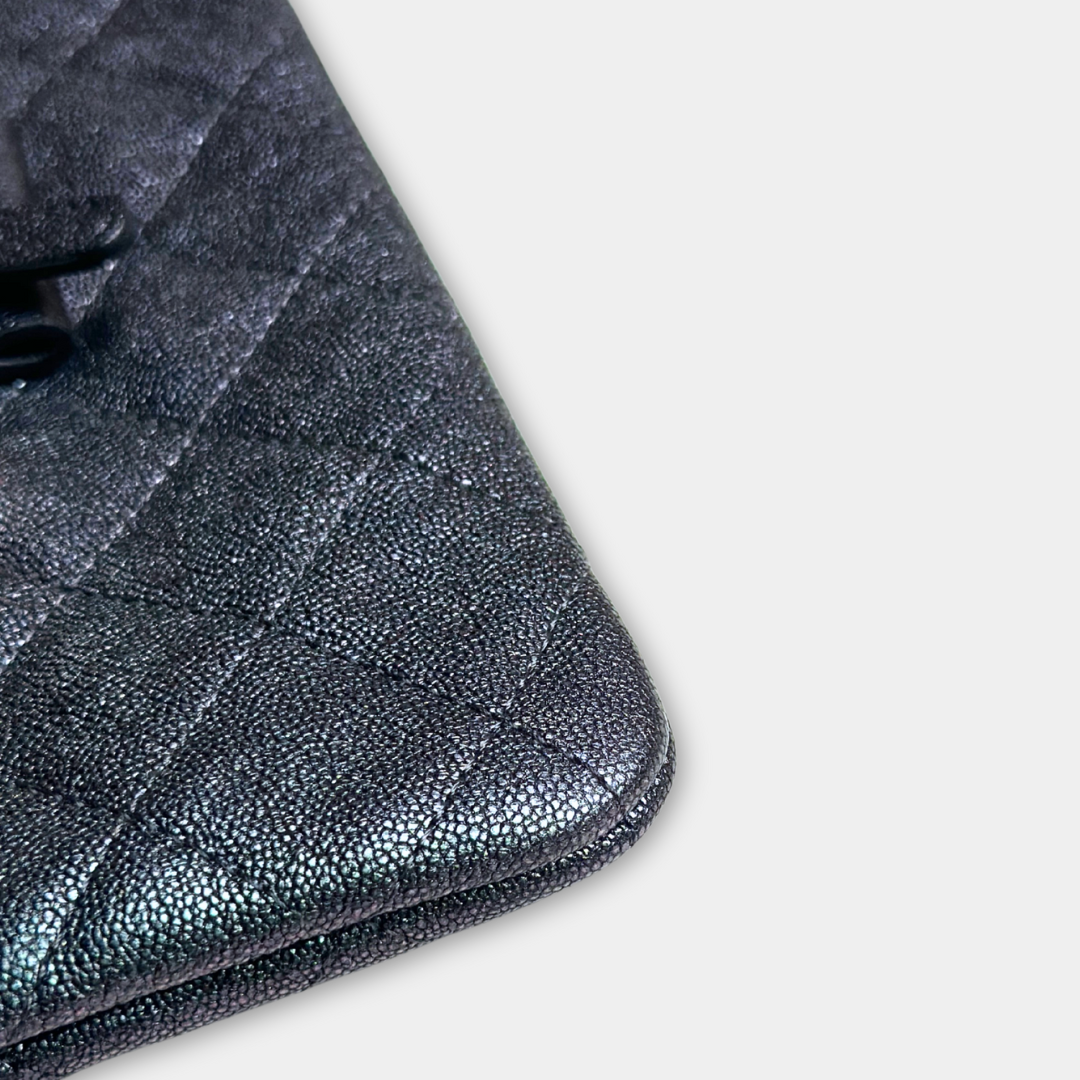 Chanel Iridescent Blue Caviar Medium Night By The C Pouch Clutch Kelly's Authentic Boutique