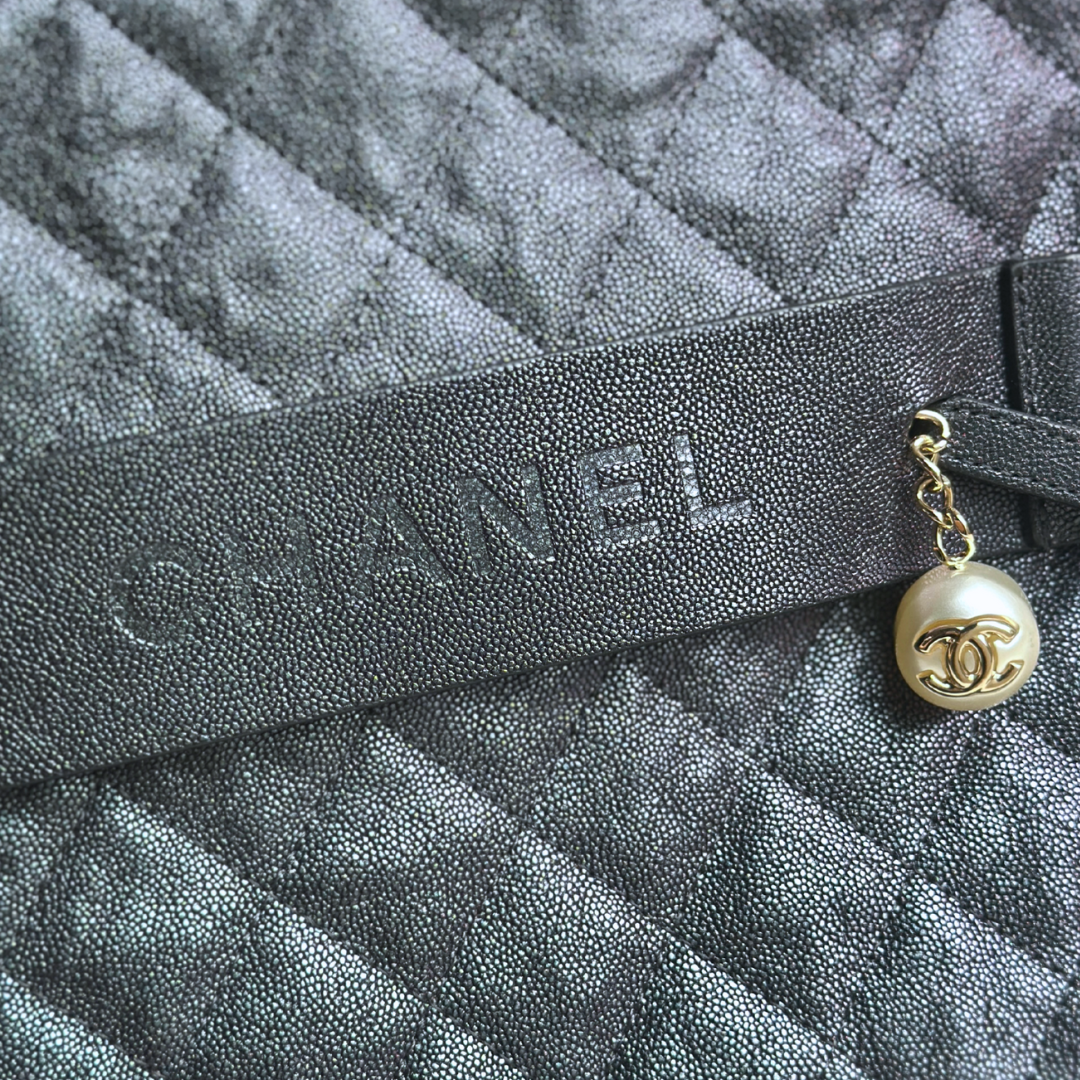 Chanel Iridescent Blue Caviar Medium Night By The C Pouch Clutch Kelly's Authentic Boutique