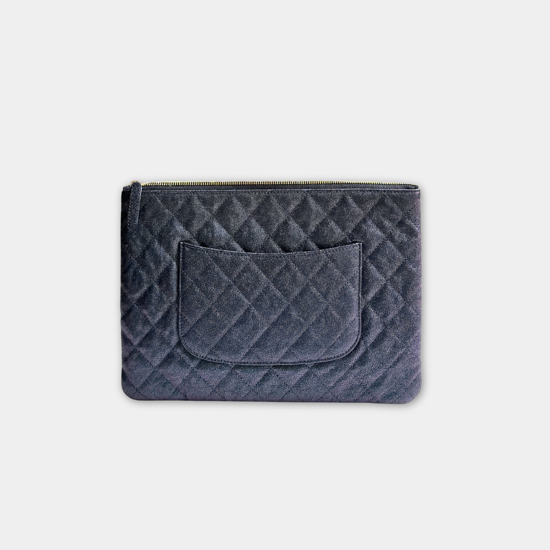 Chanel Iridescent Blue Caviar Medium Night By The C Pouch Clutch Kelly's Authentic Boutique