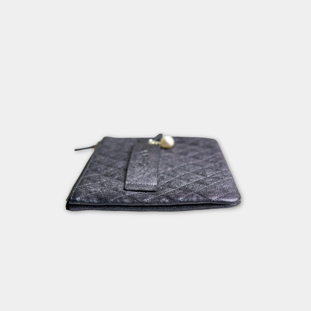 Chanel Iridescent Blue Caviar Medium Night By The C Pouch Clutch Kelly's Authentic Boutique