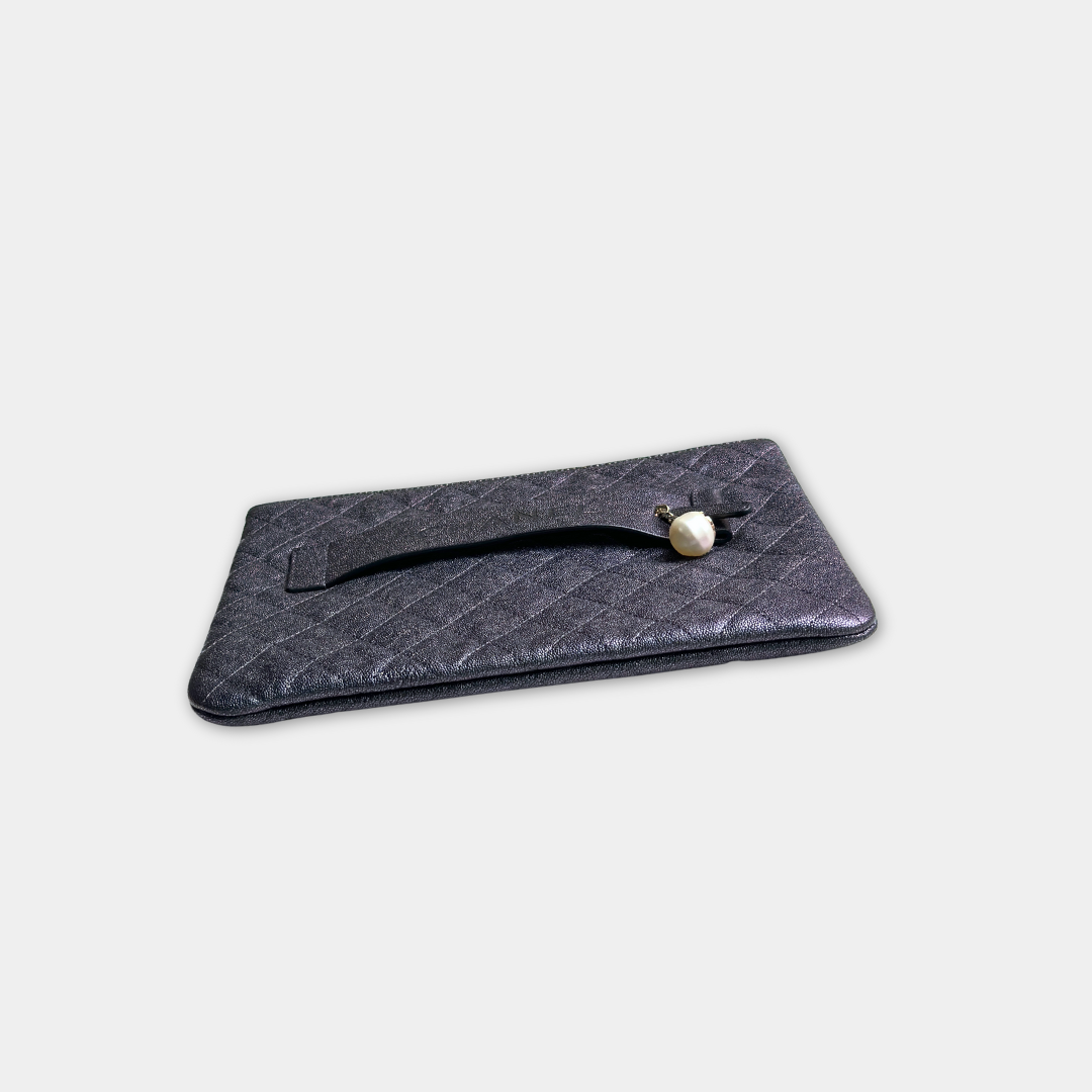 Chanel Iridescent Blue Caviar Medium Night By The C Pouch Clutch Kelly's Authentic Boutique