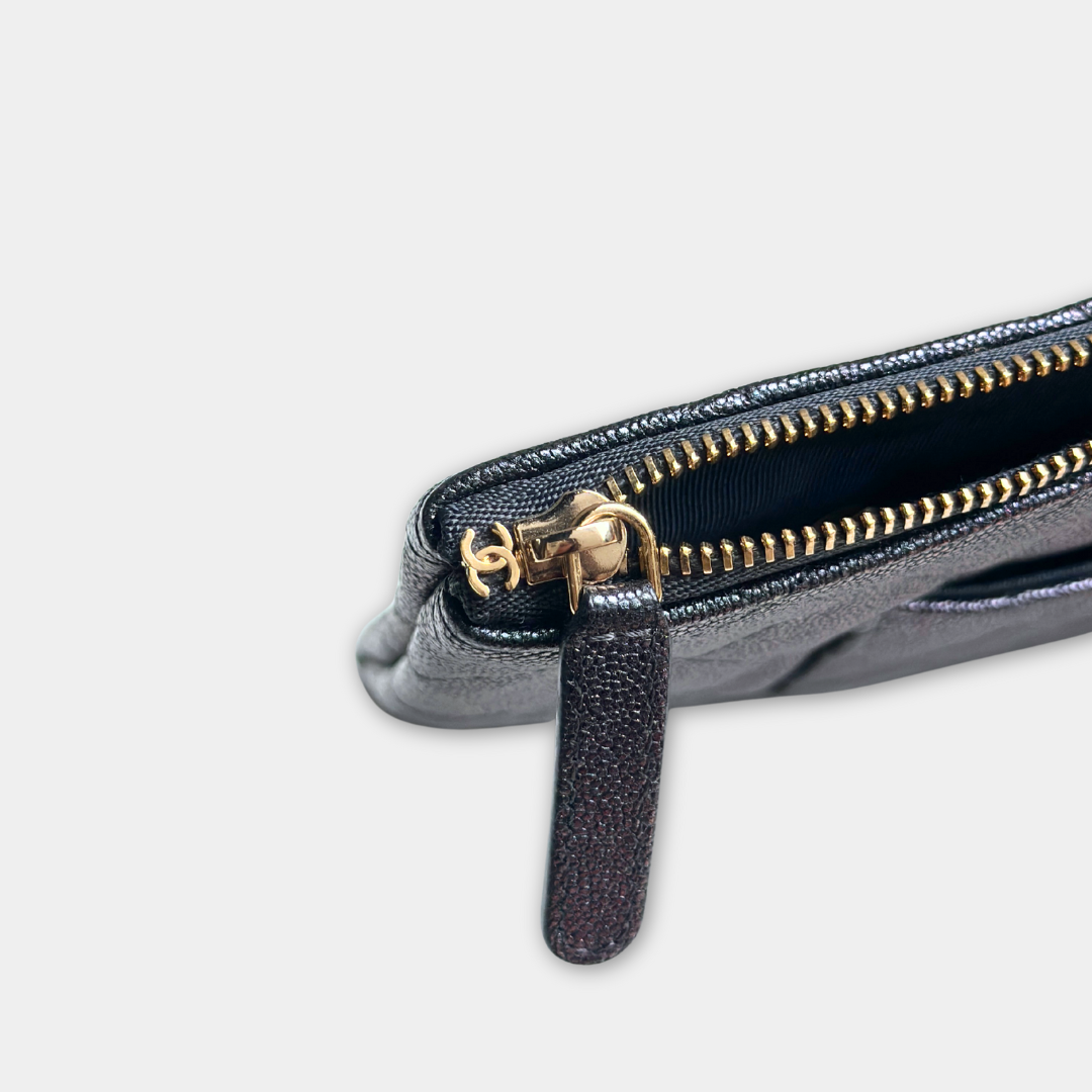 Chanel Iridescent Blue Caviar Medium Night By The C Pouch Clutch Kelly's Authentic Boutique