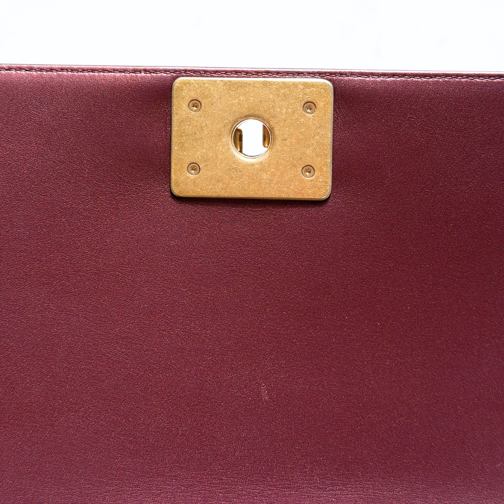 Chanel Old Medium Metallic Rose Gold Boy Bag Kelly's Authentic Boutique