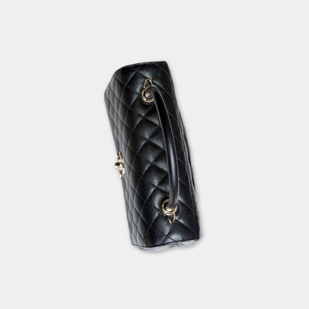 Chanel Microchipped Black Caviar Medium Coco Top Handle Kelly's Authentic Boutique