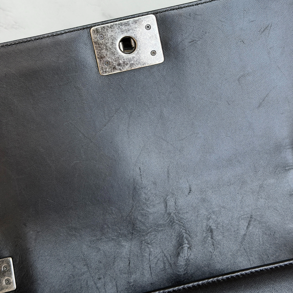 Chanel Old Medium Black Lambskin Boy Bag Kelly's Authentic Boutique