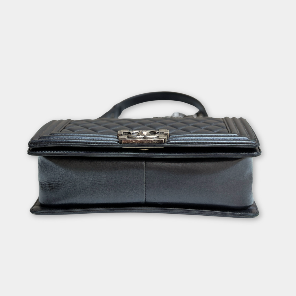 Chanel Old Medium Black Lambskin Boy Bag Kelly's Authentic Boutique