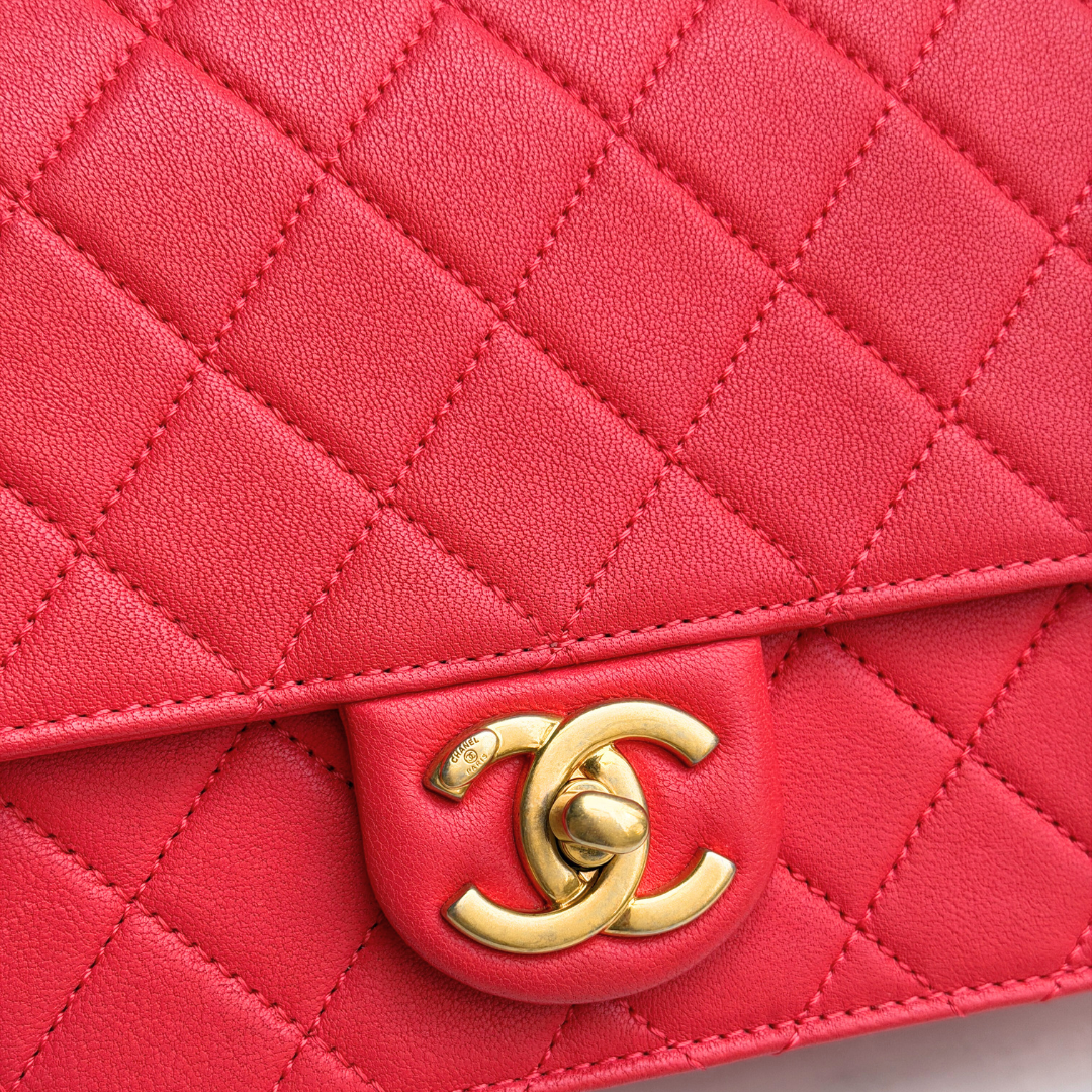 Chanel Orange Quilted Lambskin Pearl Wallet on Chain Kelly's Authentic Boutique