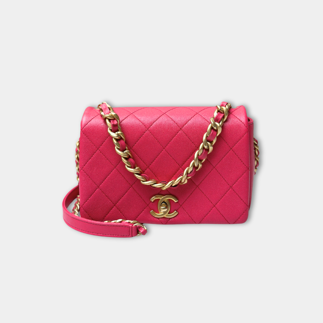 Chanel Pink Caviar Quilted Small Fashion Therapy Flap Bag Kelly's Authentic Boutique