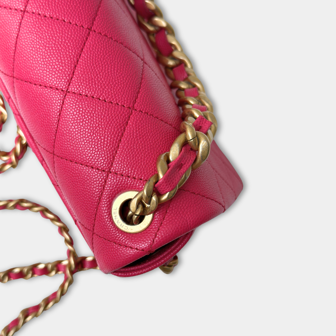 Chanel Pink Caviar Quilted Small Fashion Therapy Flap Bag Kelly's Authentic Boutique