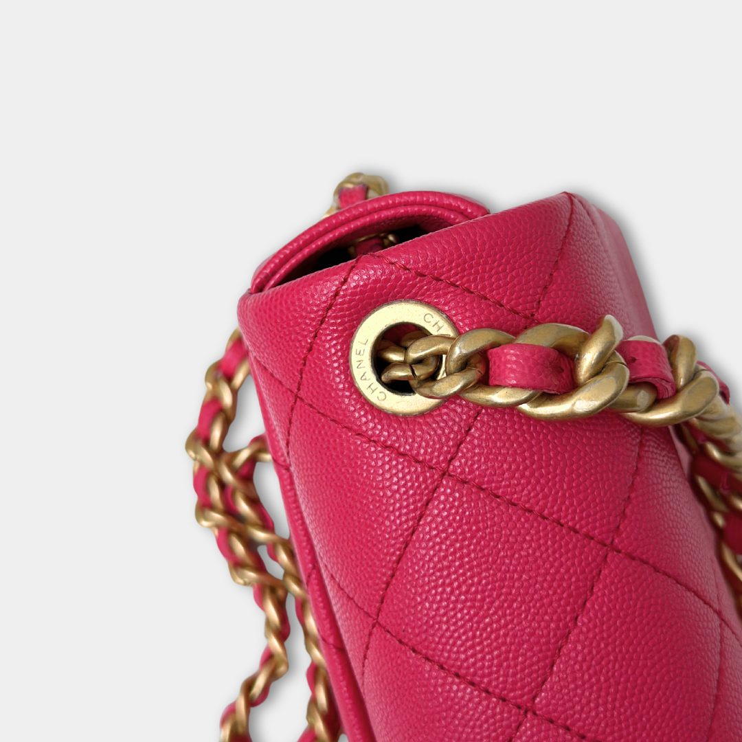 Chanel Pink Caviar Quilted Small Fashion Therapy Flap Bag Kelly's Authentic Boutique