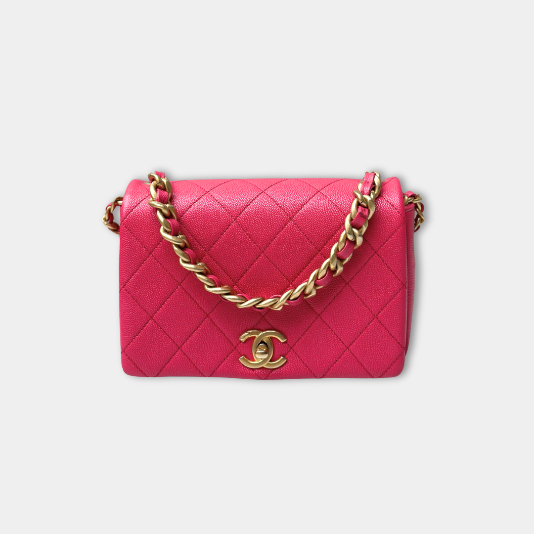 Chanel Pink Caviar Quilted Small Fashion Therapy Flap Bag Kelly's Authentic Boutique