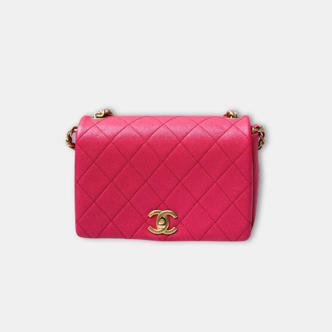 Chanel Pink Caviar Quilted Small Fashion Therapy Flap Bag Kelly's Authentic Boutique
