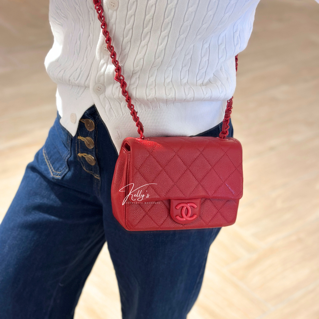 Chanel Mini Red Caviar Incognito Flap Bag Kelly's Authentic Boutique