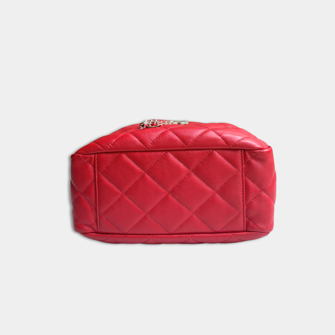 Chanel Red Quilted Lambskin Drawstring Bucket Bag Kelly's Authentic Boutique