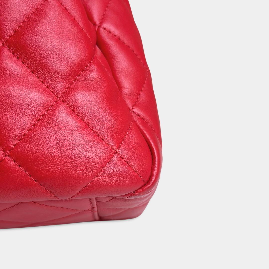 Chanel Red Quilted Lambskin Drawstring Bucket Bag Kelly's Authentic Boutique
