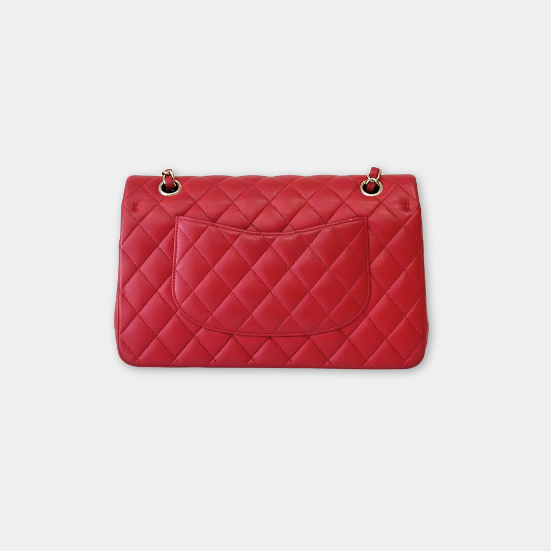 Chanel Red Lambskin Medium Classic Flap Bag Kelly's Authentic Boutique