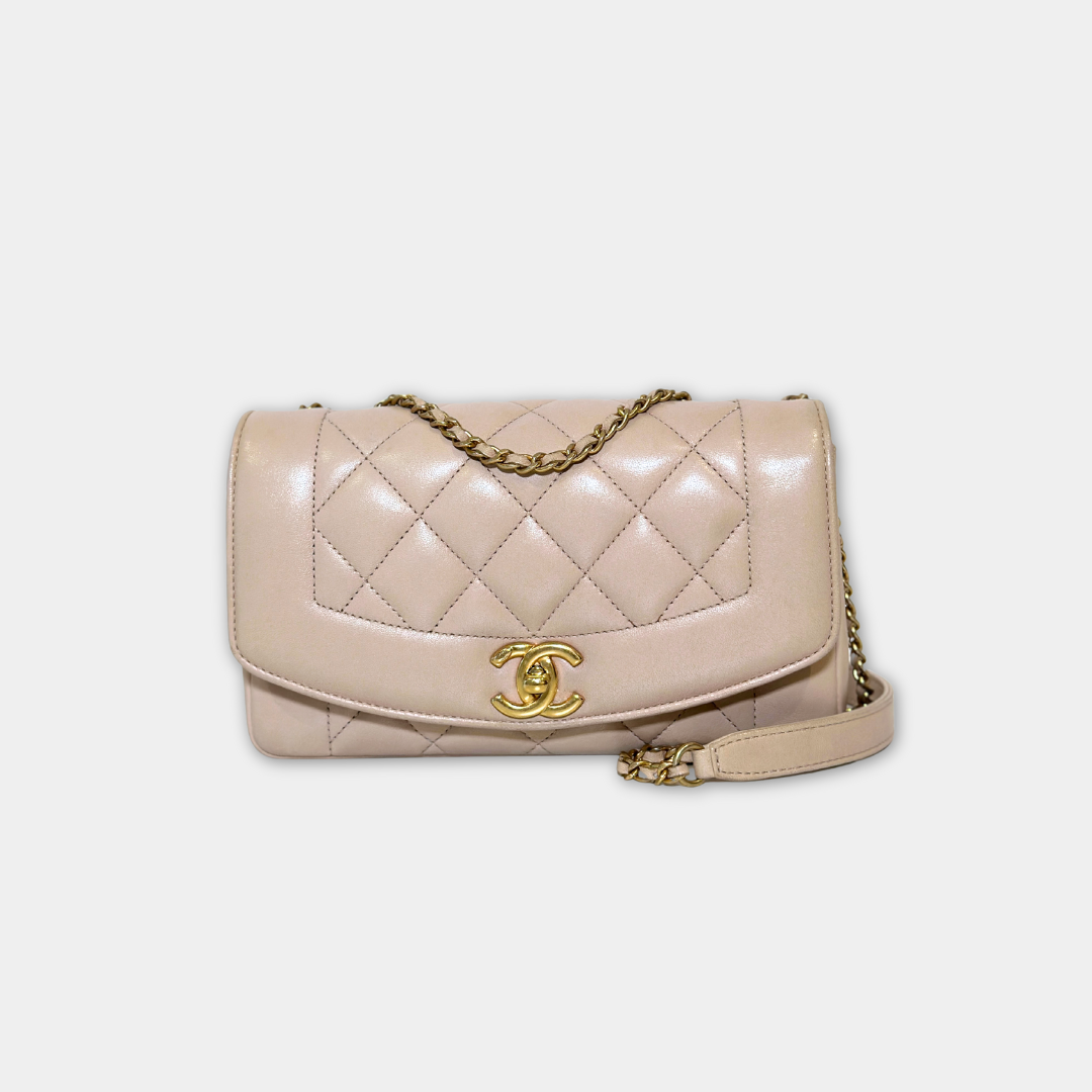 Chanel Beige Small Diana Lambskin Shoulder Bag Kelly's Authentic Boutique