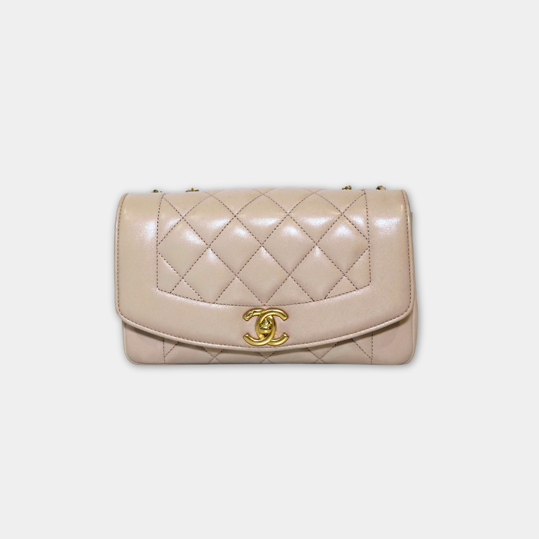 Chanel Beige Small Diana Lambskin Shoulder Bag Kelly's Authentic Boutique